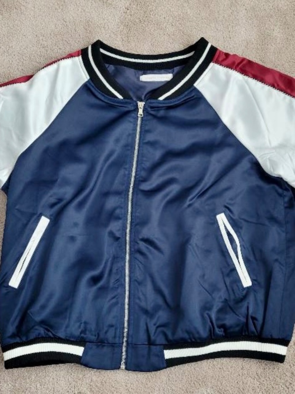 ETOPHE STUDIOS Women's Navy Colorblock Stadium Embroidered Jacket Size Medium